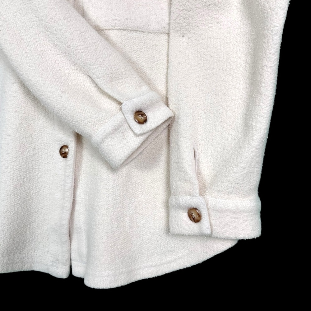 Monrow Revolve Cream Teddy‎ Fleece Boucle Cotton Shacket Jacket Womens Size M - Picture 12 of 15